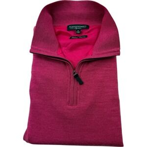 Fairway & Greene Signature Pink Italian Merino Wool 1/4 Zip Pullover Vest M